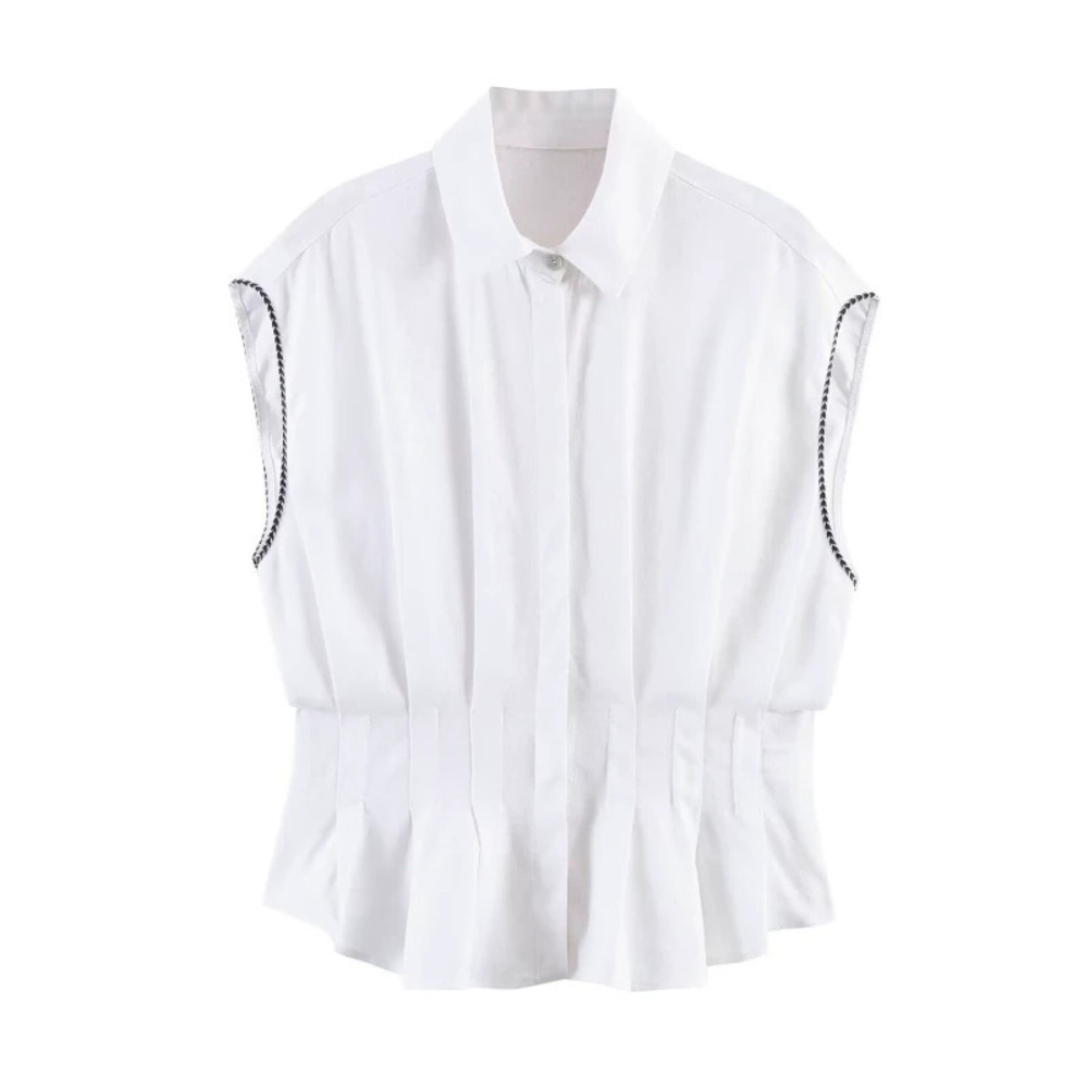 ZARA Korean Style Sleeveless Waist Slimming Pleated Blouse